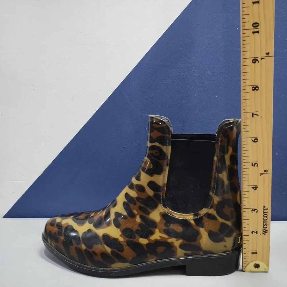 Lauren Ralph Lauren Tally Rain Boots Womens US 7B Multi Leopard Print Cuban Heel